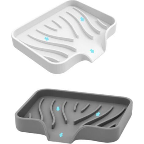 Set di 2 portasapone (bianco/grigio), ideale per viaggi, doccia, bagno, bagnoschiuma, con foro di drenaggio e design antiscivolo.