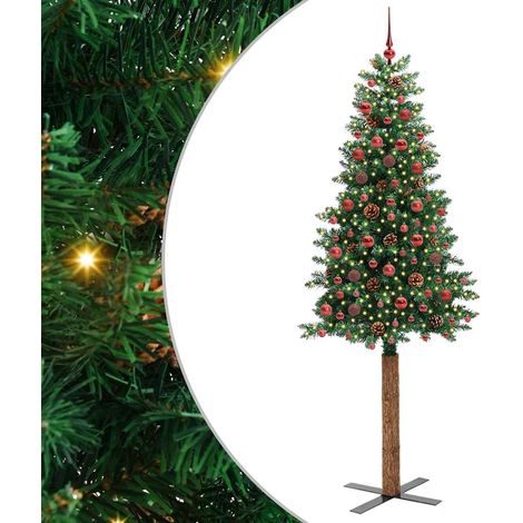 Schlanker Weihnachtsbaum mit 300 LEDs mit Ständer Grün 210 cm