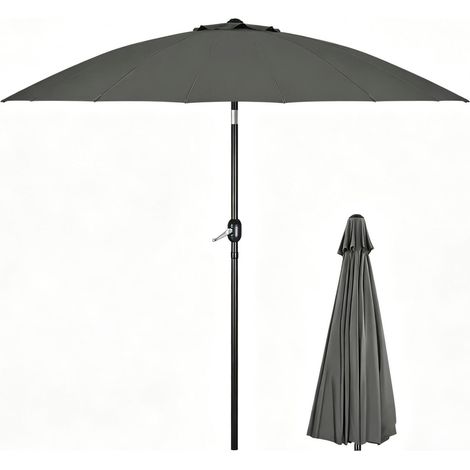 CHICFURN Sombrilla de terraza inclinable 273 x 261 cm de aluminio gris oscuro, sin base (1/5)