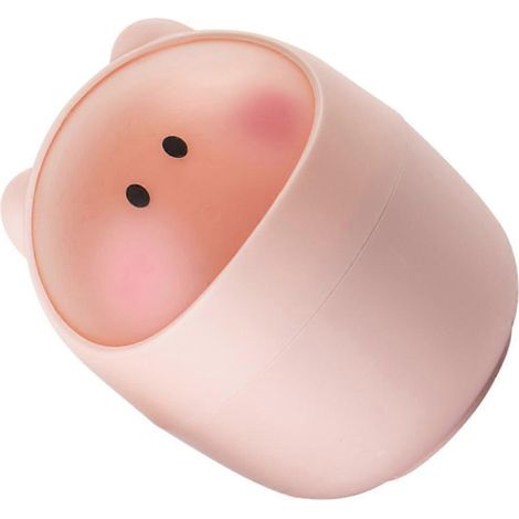 Petite poubelle rose à couvercle rabattable, compatible avec un usage quotidien à domicile. (1/5)