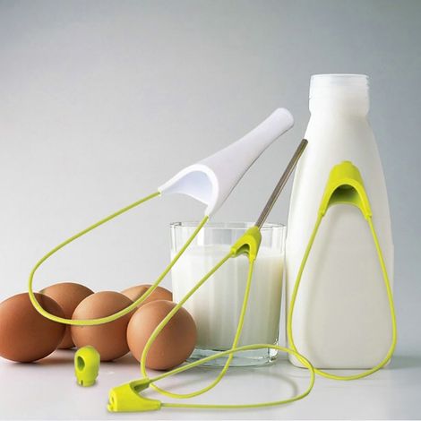 Batteur à œufs rotatif multifonctionnel, mini fouet à œufs de cuisine en plastique, outil de cuisson, agitateur à œufs (1/5)