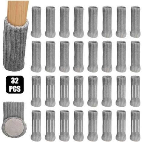 (Gris) Lot de 32 protège-pieds de chaise en feutre, protège-pieds de table et de meuble, protège des rayures et du bruit (1/4)