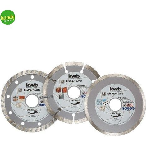 Kwb set 3 dischi diamantati Silver Line 115x22 da taglio per smerigliatrici angolari (1/3)