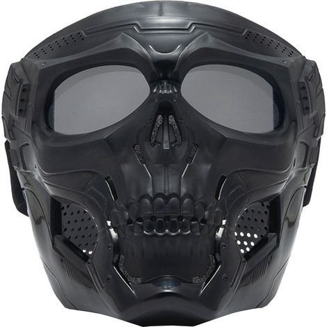 Masque de moto crâne, lunettes de course avec sangle réglable antidérapante pour VTT, verres noirs gris (1/5)