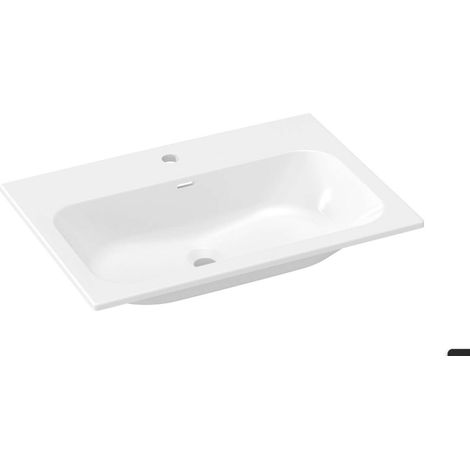 Ravak Chrome Slim - Waschbecken 71x49 cm, mit Überlauf, Armaturenloch, weiß XJX01170002 (1/4)