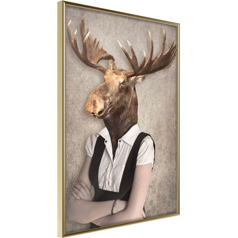 Affiche Murale Encadrée "Animal Alter Ego Moose" 40 x 60 cm Or (1/2)