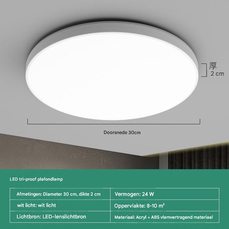 Plafonnier - Lumière blanc chaud - Étanchéité IP54 et luminosité de 1500 lm - 1 pièce - Blanc - Idéal pour salle de bain et salon (1/5)