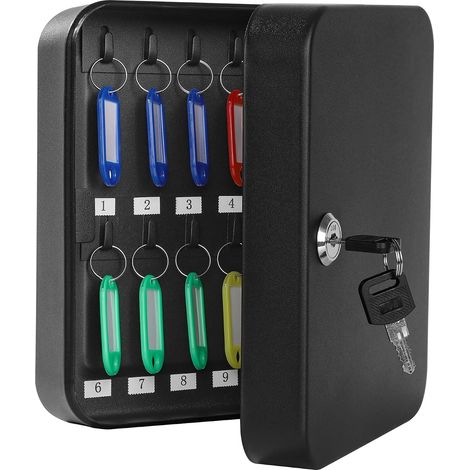 Armadietto portachiavi a muro con serratura, organizer, dimensioni 7,8x6,3x3,14 pollici, colore nero. (1/5)