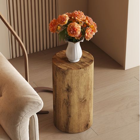 Runder Couchtisch 30 x 30 x 55 cm aus MDF in Holzoptik, montiert HAVRYA (1/5)