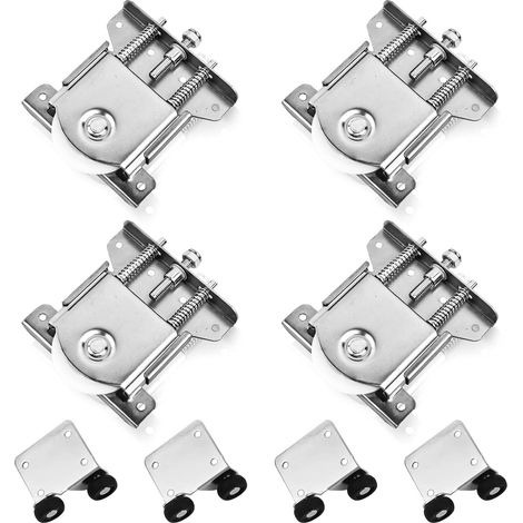 Kit de 4 rodillos para puertas corredizas, galvanizados en blanco, anticorrosión, para armarios, vitrinas y puertas corredizas (1/5)