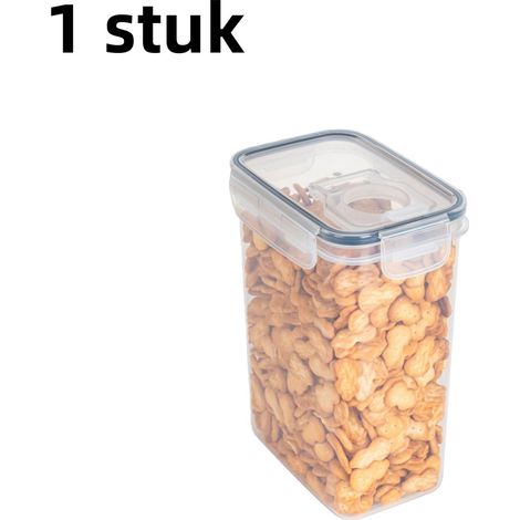 Bocal de conservation en plastique transparent 2 L avec couvercle hermétique 15 x 10,5 x 20,5 cm pour conserver les aliments au sec (1/5)