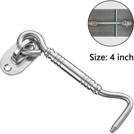 Crochet de tempête en acier inoxydable avec loquet de porte et fenêtre, fermeture robuste pour cabine, portail et porte, livré avec 4 vis de fixation pour intérieur et extérieur (1/4)