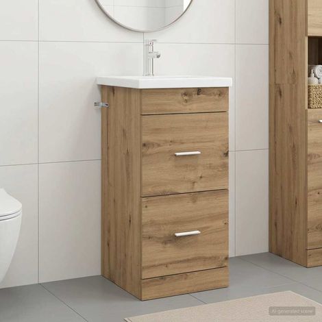 Vanidad de baño con lavabo Roble Artesanal 42 x 40 x 84,5 cm