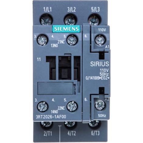 Contactor de potencia 25A 3P 110V CA 1NO 1NC S0 3RT2026-1AF00