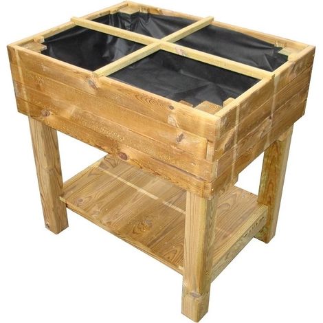 fioriera per orto da esterno con supporto in legno di pino 80x60x80h cm (1/4)