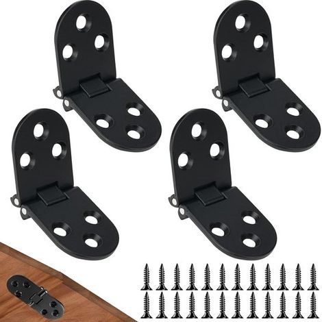 Set di 4 cerniere per porte in acciaio inox nero a 180 gradi con viti - piccole cerniere pieghevoli per mobili e tavoli pieghevoli