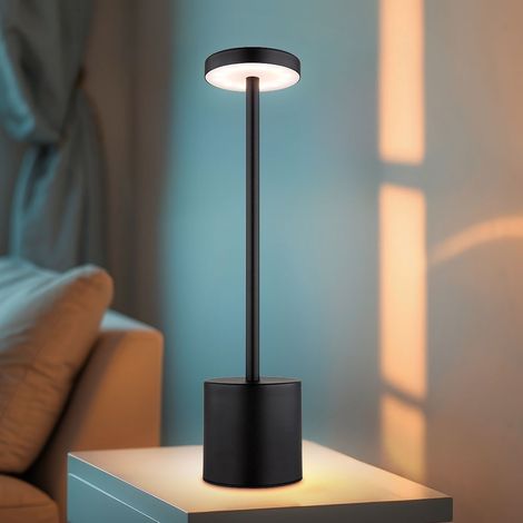 Tischlampe Wohnzimmerleuchte Leselampe Schreibtischlampe Tischleuchte Beistelllampe, Metall Kunststoff schwarz, Touchdimmer CCT, LED 1,2W 138Lm 2000K, 3500K, 7000K, H 34 cm