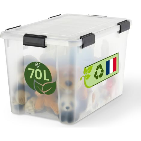 Iris Ohyama, luftdichte Aufbewahrungsbox aus Kunststoff, 70L, Einzelstück, transparent, WSB-70