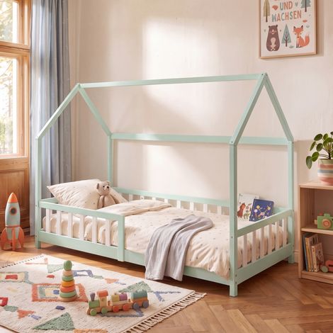 Letto Singolo Hesel per Cameretta a Forma di Casetta 90 x 200 cm Menta Verde [en.casa] (1/5)