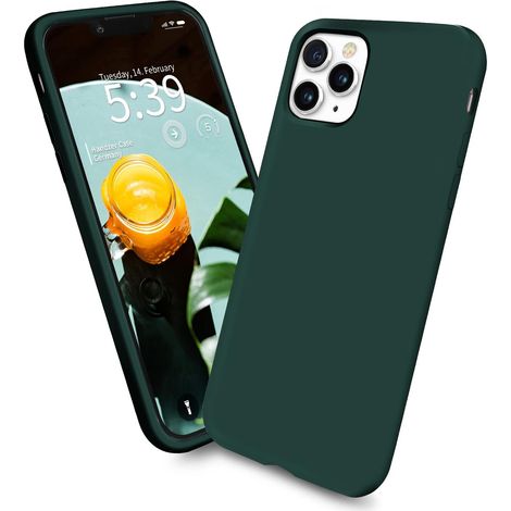 Schutzhülle für Apple iPhone 11 Pro Max, flaschengrüne Silikonrückseite (1/4)