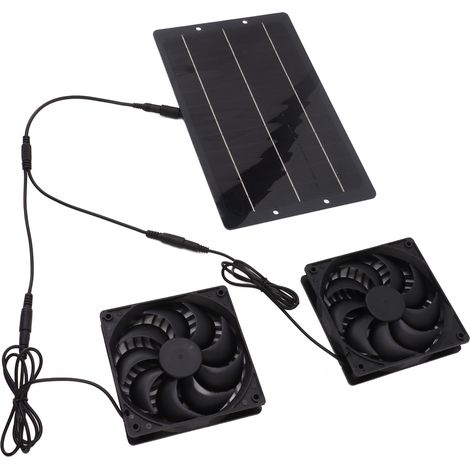 Ventilateur solaire 10W avec panneau, étanche, double extraction mural pour poulaillers, serres, abris (1/5)