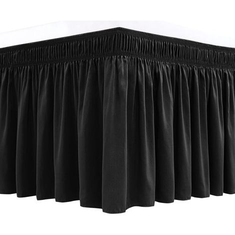 Jupe de lit - Jupe de lit enveloppante - Jupe de lit élastique - Polyester - Ourlet de 38 cm - Cache le matelas et le sommier - Installation facile - Jupe de lit - Jupe de lit à volants - 150 x 200 cm (1/5)