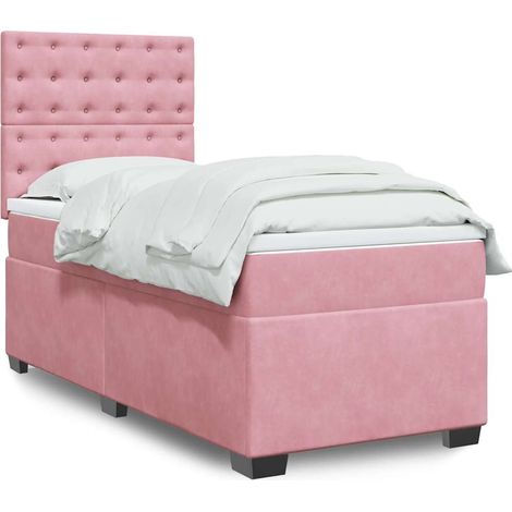 Boxspringbett mit Matratze Rosa 80x200 cm Samt (1/5)