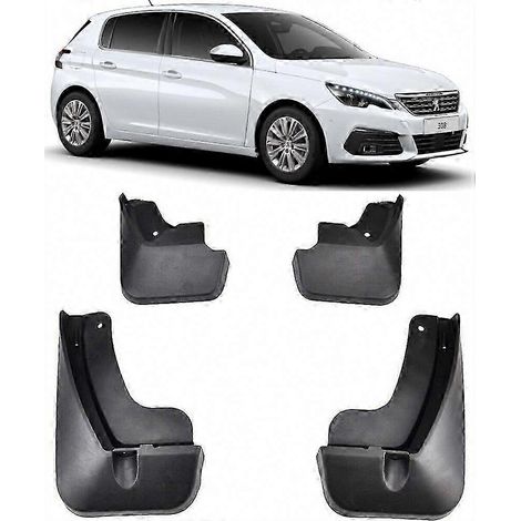 Vordere und hintere Kotflügel für PEUGEOT 308 II T9 (2013-2021), maßgefertigte Kotflügelschutzvorrichtungen, 4-teiliges Set, schwarz, stoß- und witterungsbeständig, kompatibel mit Limousine und SW. (1/5)