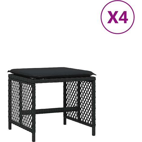 Maison Exclusive - Sgabelli da Giardino con Cuscini 4pz Neri 41x41x36cm Polyrattan