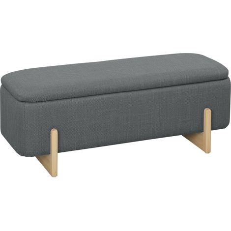Banc coffre avec rangement, housse imitation lin, 111 x 44 x 44,5 cm, gris foncé (1/5)