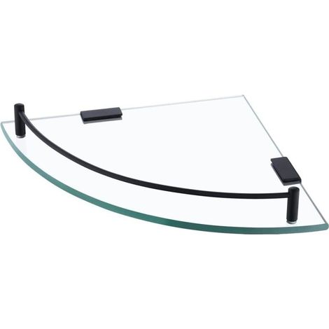 Étagère Murale Salle de Bain Tablette Verre Douche Étagère d'angle Murale Étagère d'angle de Douche Acier Inoxydable SUS 304 Noir Mat (1/4)