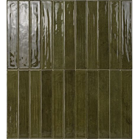 Carrelage Mur Ceramic Connection Green Brillante 5 x 30 cm (1/5)