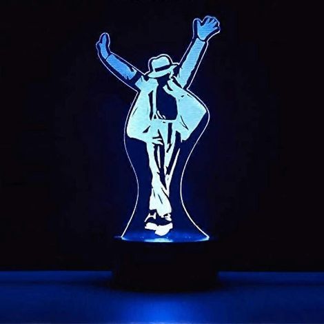 Nouvelle lampe 3D à l'effigie de Michael Jackson, avec illusions d'optique, 7 couleurs changeantes et interrupteur tactile. Veilleuse. (1/4)