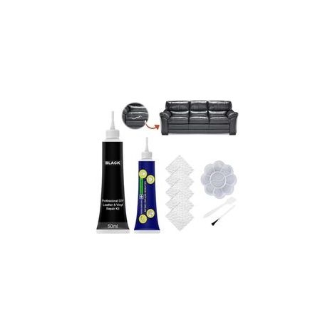 Housse de canapé, Reparation Cuir Voiture, Renovateur Cuir, Kit Reparation Cuir pour Fissures et Trous dans Les Meubles, Canapés, Sièges de Voiture, Rayures et Craquelures Reparation- (50ml Noir)