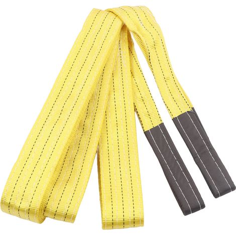 Élingue plate polyester jaune double boucle 6M (19,69ft), charge 3T (6614lb), pour levage industriel et grues, sangle robuste de manutention. (1/5)