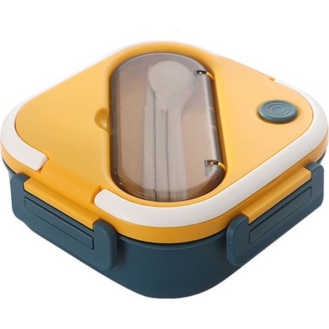 Boîte repas étanche compartiments plastique isolée déjeuner pour travail école micro-ondable bleu foncé (1/5)