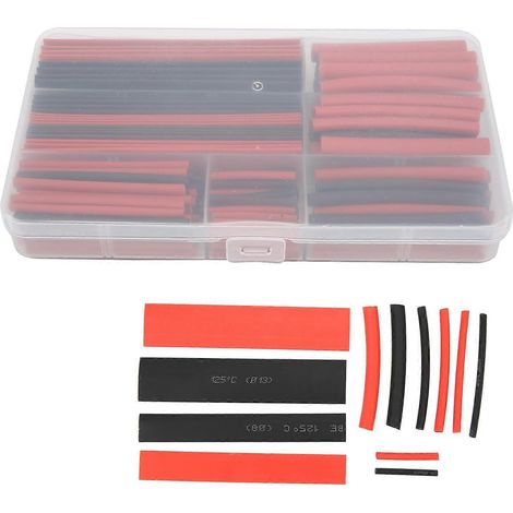 300 Stück Schrumpfschläuche aus Polyolefin, verpackt, Sortiment A, Schwarz/Rot