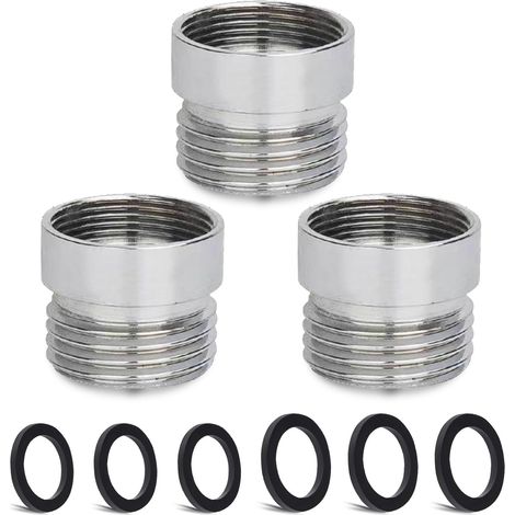 3 pièces Kit d'adaptateur de robinet, Mâle M20 mm, filetage grossier vers Femelle M22 mm filetage fin adaptateur pour robinet d'évier de cuisine tuyau d'arrosage et filtre à eau (1/5)