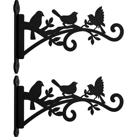 Lot de 2 Supports Muraux Suspension Plante Exterieur, Crochet Fer Noir (1/5)