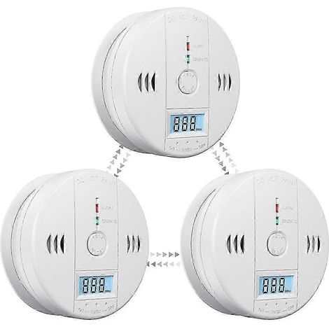 Lot de 3 détecteurs de fumée et de monoxyde de carbone avec écran LCD [DB] (1/5)