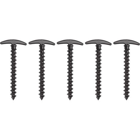 5 pièces Piquets de Tente en Nylon pour Camping, Randonnée et Extérieur, Crampons Sol Résistants (Noir) (1/5)