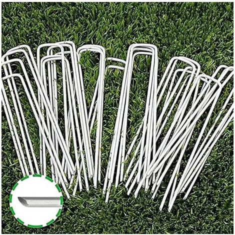 Lot de 50 Piquets de Fixation en Acier - 150 mm de Long, Ø 3 mm - pour Toiles de Paillages et de Jardinage, Grillage et Filets (1/5)