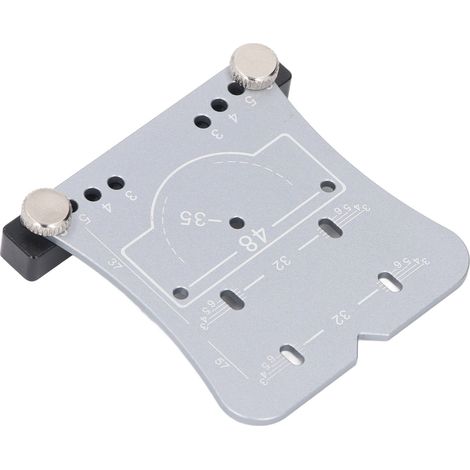 Repère perçage charnière 35mm aluminium, gabarit perçage 4 entraxes 3-6mm, positionneur plinthe réglable, kit pose charnière armoire argent (1/5)
