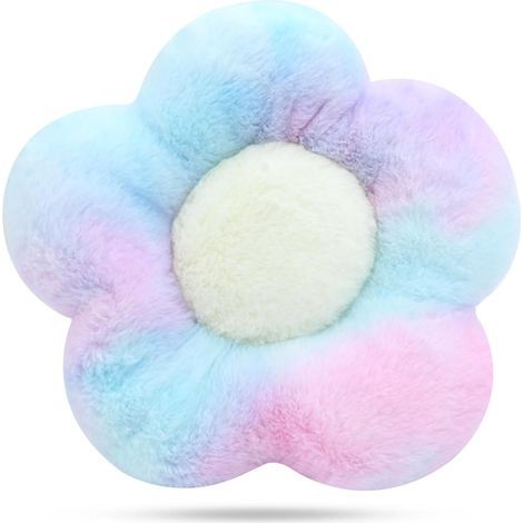 (35 cm, bunt) Blumenkissen, 35 cm, Stuhlkissen, Sitzpolster, Tatami-Kissen, süßes Blumen-Bodenkissen aus Plüsch für Schlafzimmer, Sofa, Stuhl, Dekoration