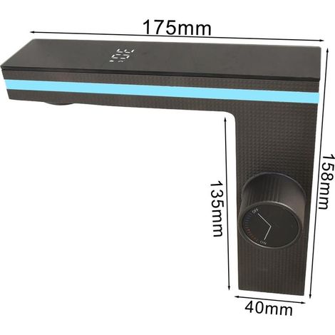 Robinet mitigeur LED cascade pour lavabo – Élégant mitigeur noir, contrôle précis, design moderne (1/5)