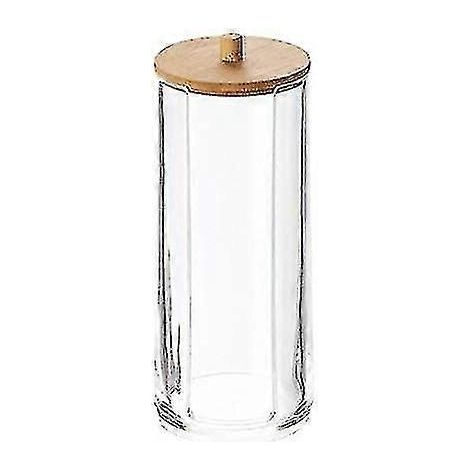 transparenter Make-up-Entferner-Pad-Halter mit Holzdeckel, Make-up-Entferner-Pad-Spender, Medikamentenbehälter, runde transparente Plastikflasche zur Aufbewahrung im Badezimmer (1/4)