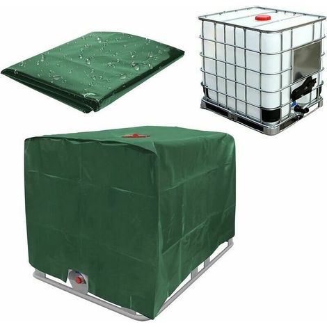 Bâche de réservoir d'eau, Bâche Couverture Réservoir IBC pour Cuve 1000L, Capôt de Protection Container Citerne Eau, Anti-poussière Anti-UV Anti-Pluie, 120x100x116cm (vert),, (1/5)