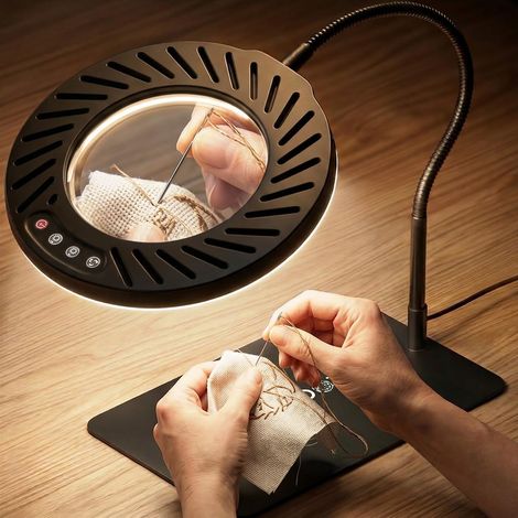 10X Lampe Loupe sur Pied, 144 LED Lampe de Bureau avec 5 Températures Couleur et 9 Niveaux Luminosité pour Diamond Painting Accessoires Lecture Bijoutier (1/5)