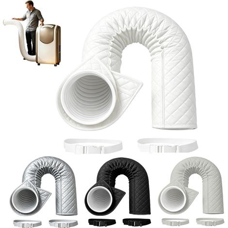 Guaina isolante per condizionatore portatile, guaina isolante per tubo flessibile del condizionatore, fascia isolante regolabile a triplo strato con 2 fascette per uso interno ed esterno, diametro 13 (1/5)