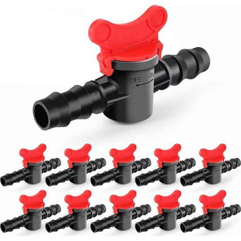 JSSEVN - Paquete de 15 válvulas de conmutación para riego, válvulas de conmutación para tubos de goteo para mangueras de 1/2", para riego de césped y jardín. (1/5)